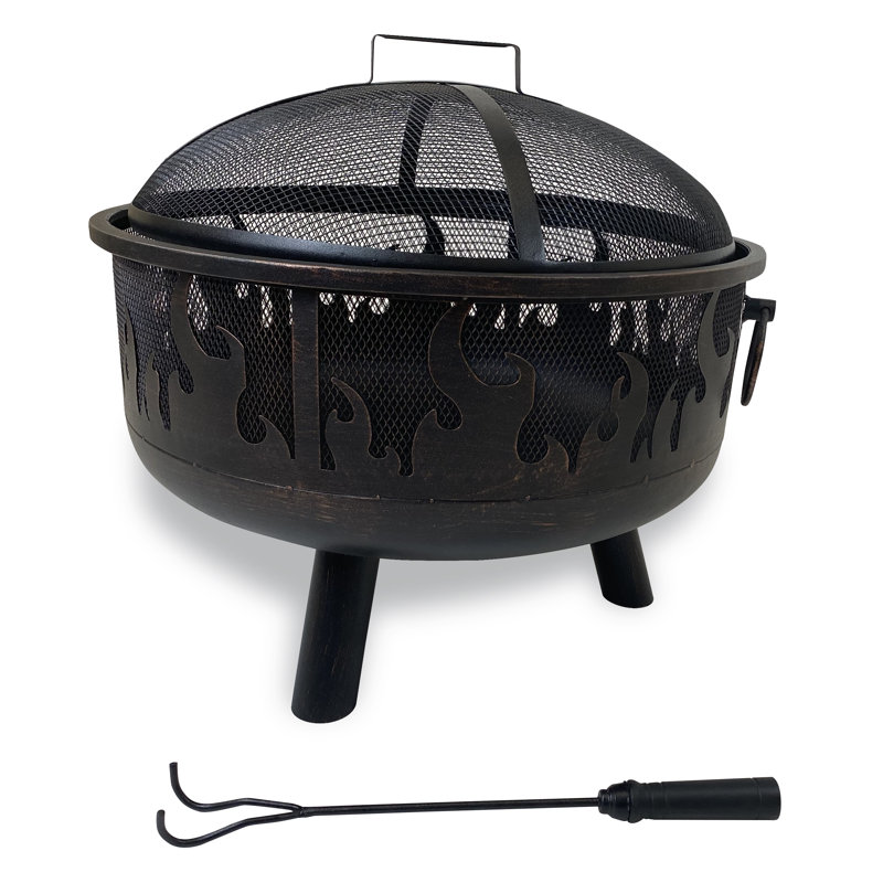Joy by Endless Summer, 24" Round Wood Burning Fire Pit with Flame Design
