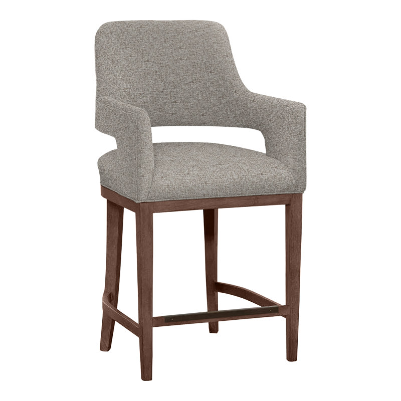 Josie Upholstered Stool with Solid Wood Frame, Walnut, Counter Stool (26.5" Seat Height), Perigold Etta Vapor