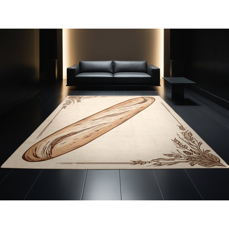 Tapis beige doux et moelleux à motif de baguette Paramus, 3 x 5