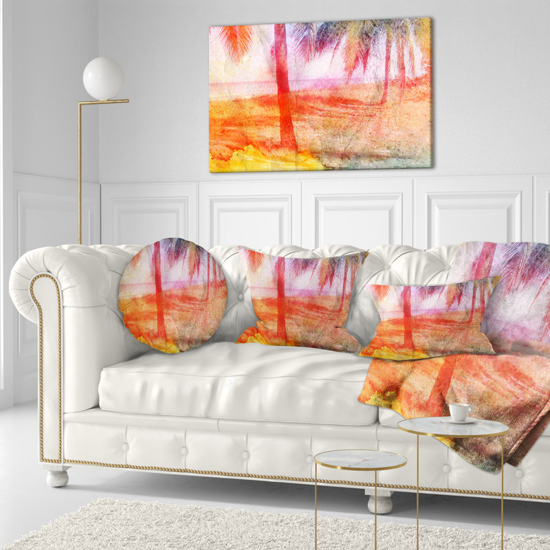 Coussin lombaire paysage palmiers rétro