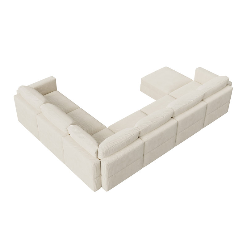Canapé modulaire Bouley, Velours côtelé beige
