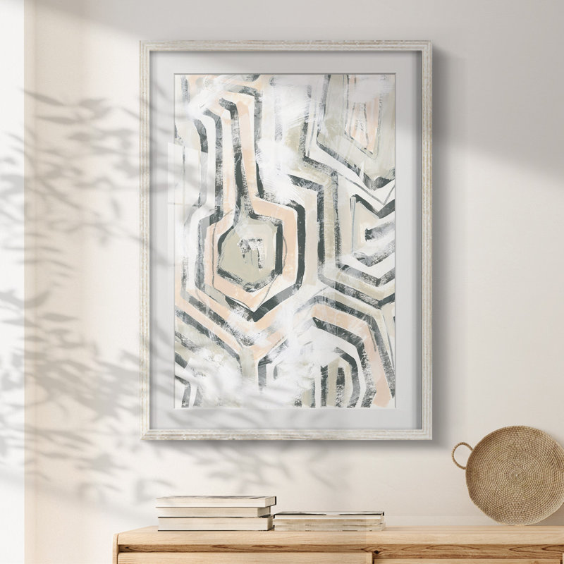 Sand Glyphs I - impression encadrée, H 19,5 po x l 16,5 po, Blanc