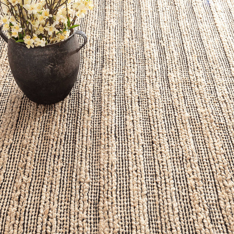 Simba Black Handwoven Jute Rug, Rectangle 2' x 3'