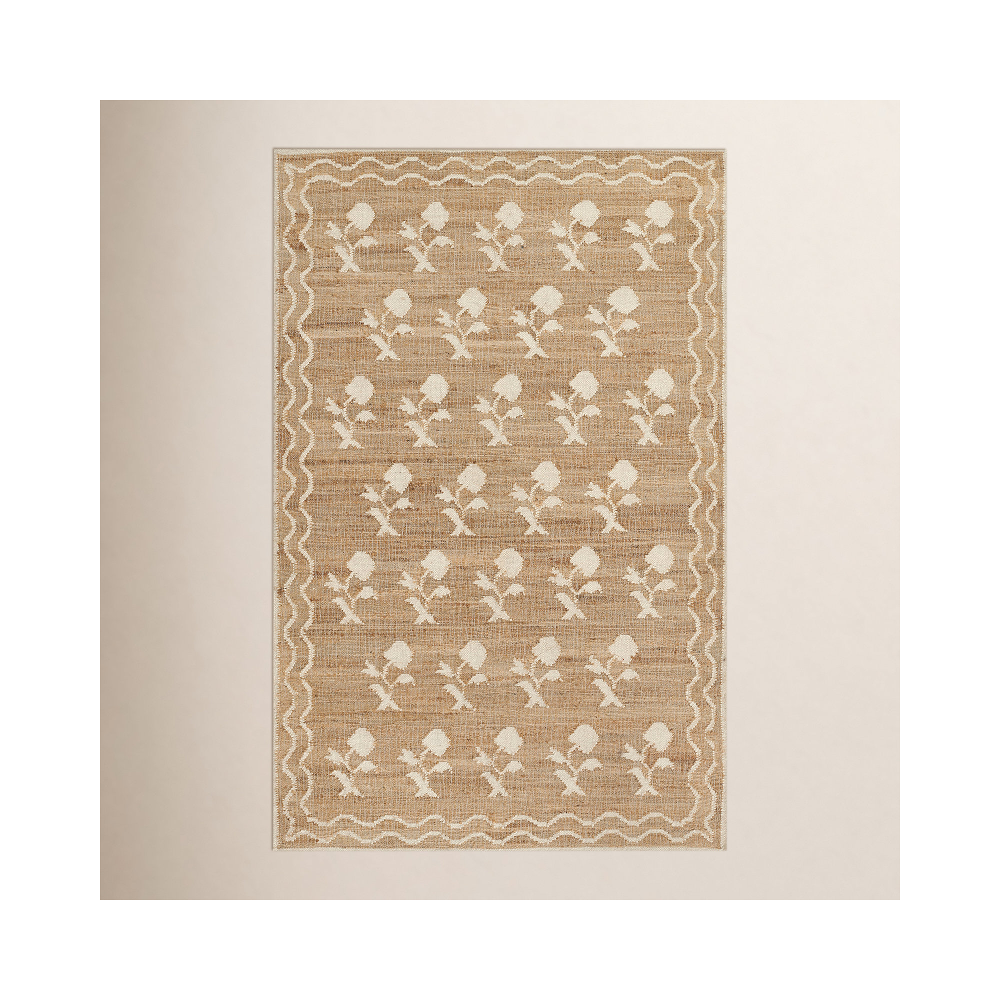 Erin Gates by Momeni Orchard Leaning Flower Jute and Wool Hand Woven Ivory Area Rug, Rectangle 5' x 8'