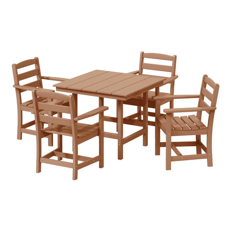5-Piece Arm Chair Dining Set, Tan