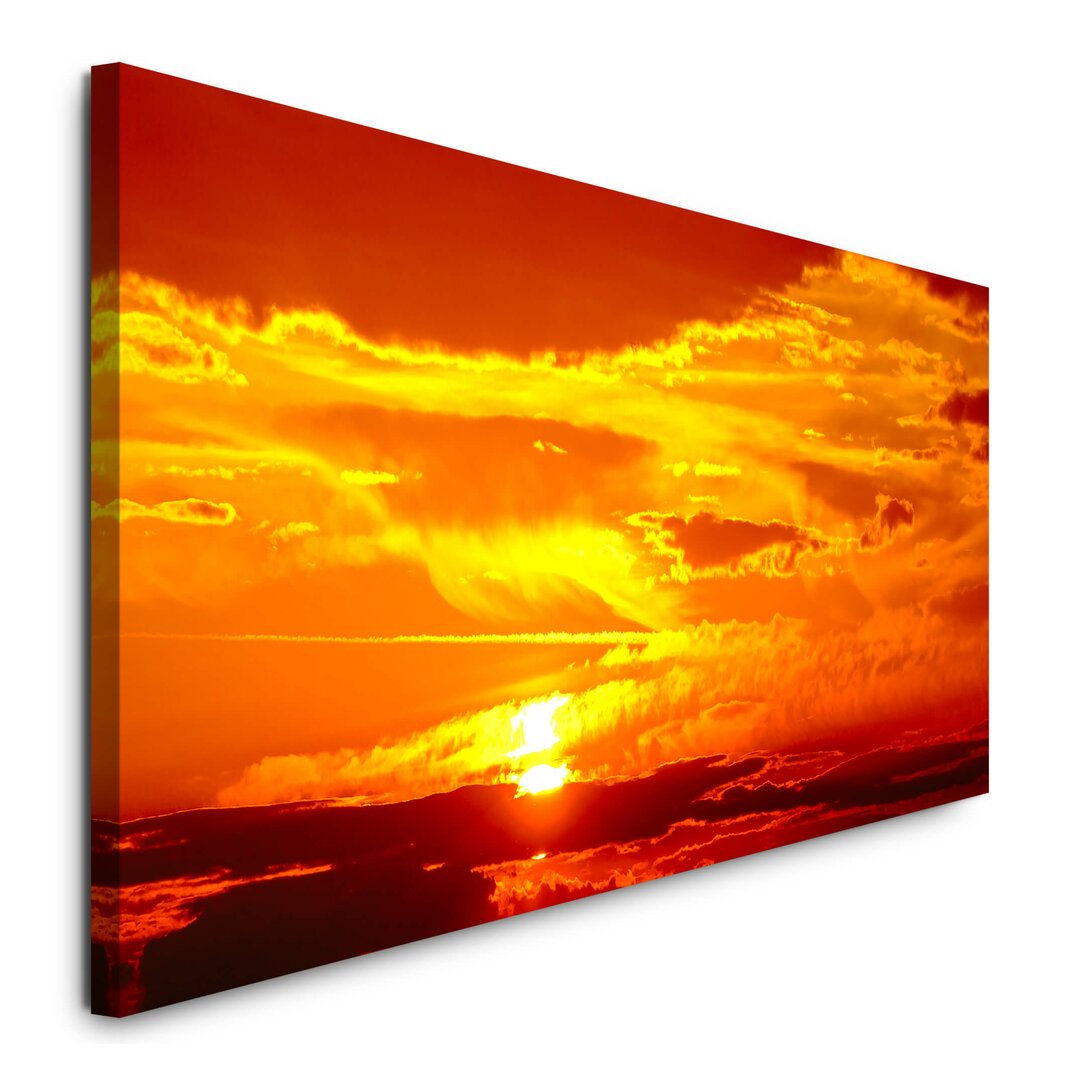 Leinwandbild Landschaft mit Sonnenuntergang