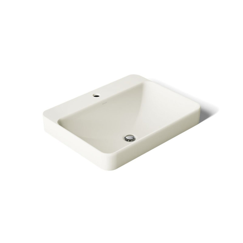 Vox Vitreous China Rectangular Vessel Bathroom Sink with Overflow, Ice Gray, 1