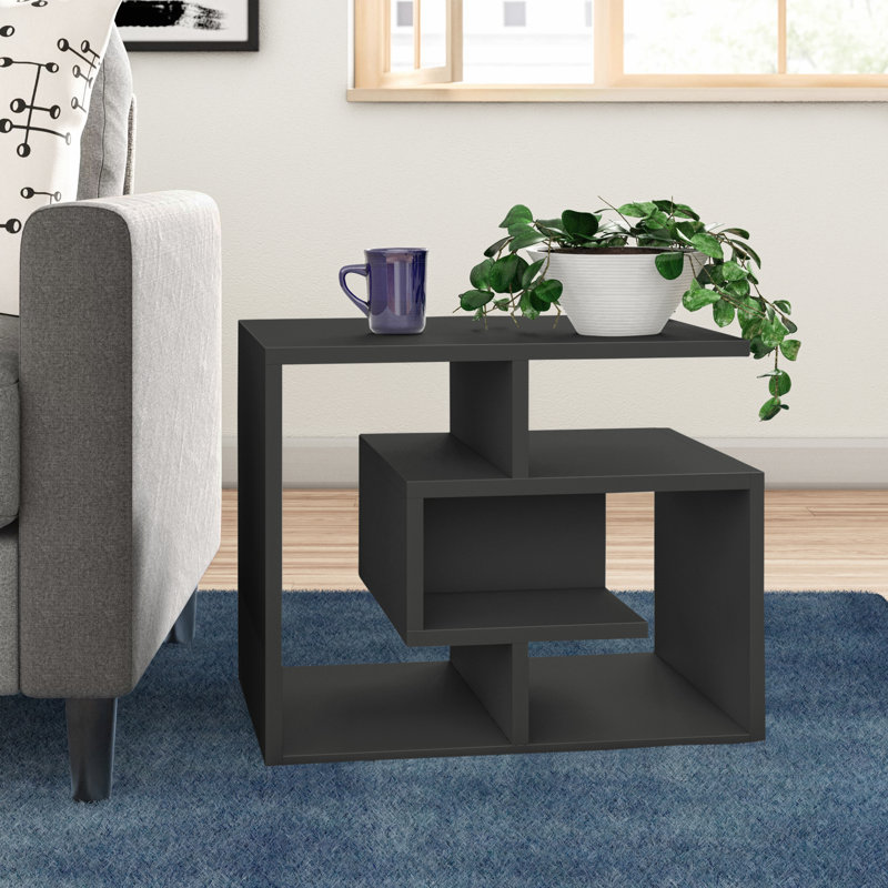 Labirent Modern 4-Tier Side Table with Ample Storage, Anthracite