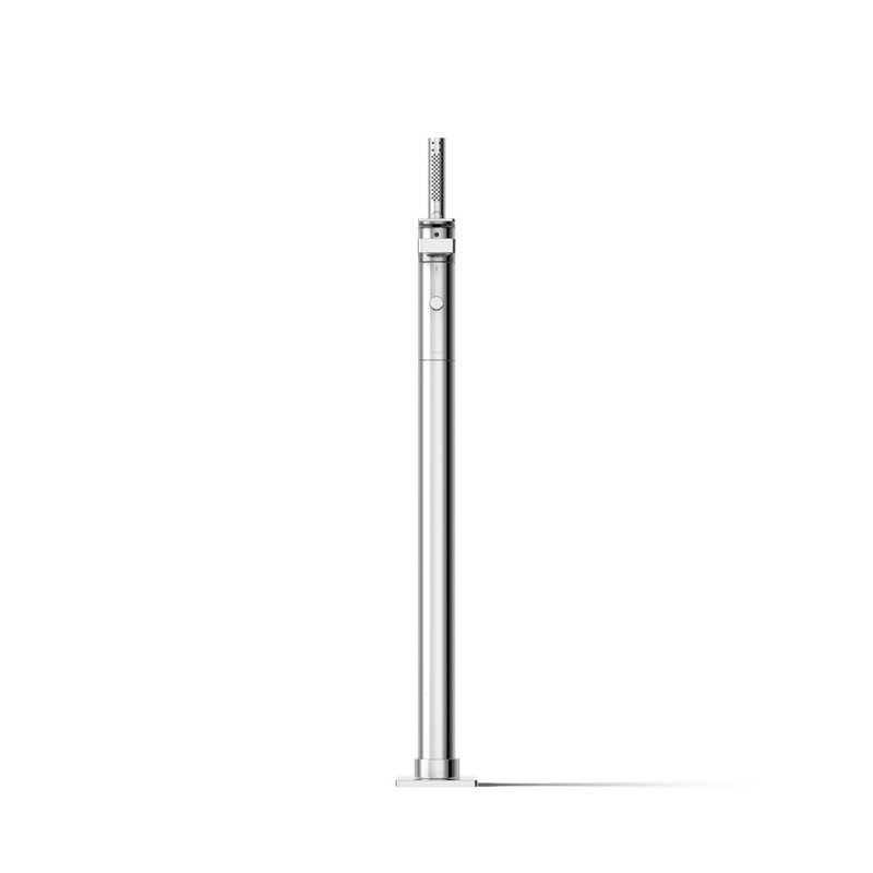 Parallel Floor-Mount Bath Filler Trim With Handshower, Polished Chrome