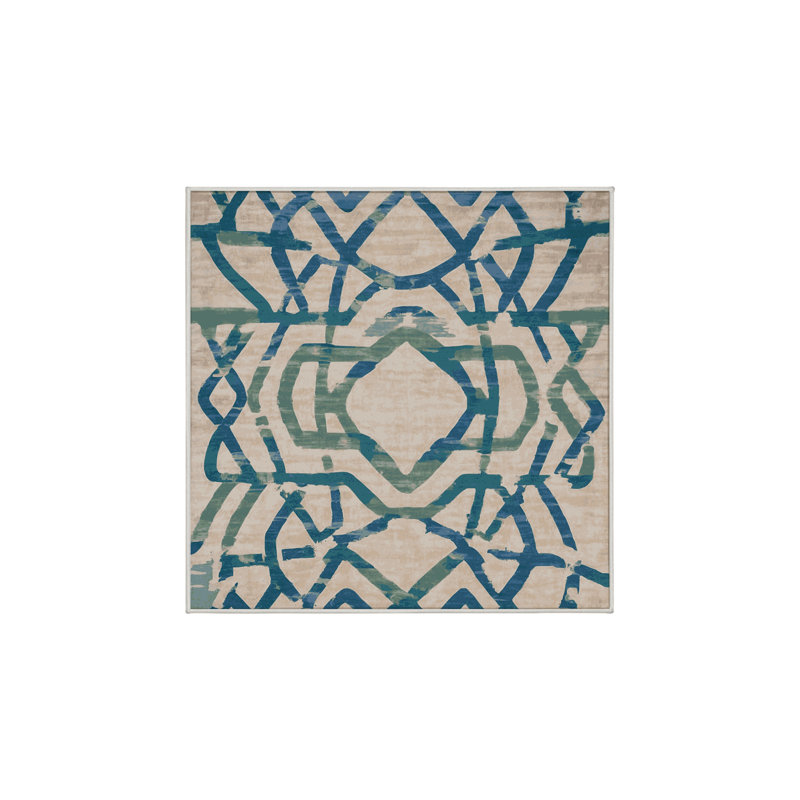 Tapis beige soyeux et moelleux, Carré 5 pi