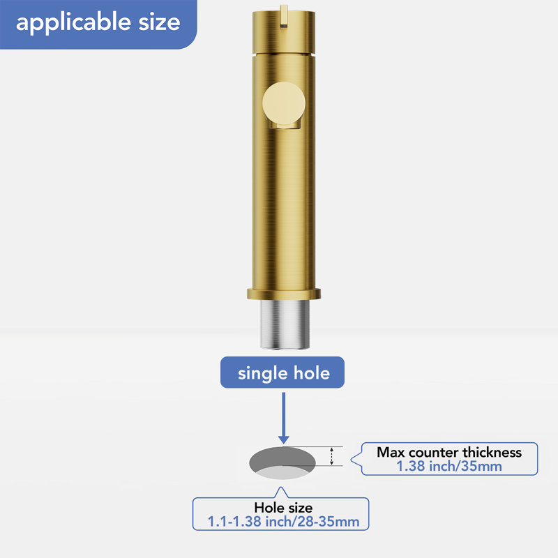 NO Single-handle Bathroom Faucet with Drain Assembly, Brushed Gold