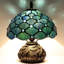 Petite lampe de table Tiffany en verre coloré de style perle bleue 10 x 11,5 pouces, lampe de table champignon pour bureau, salon, chambre à coucher