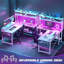 L-Shaped Gaming Desk with Power Outlets & LED Lights, Small Corner Computer Desk with Monitor Stand & Storage Shelf, Gaming Table with Storage Bag-898488115