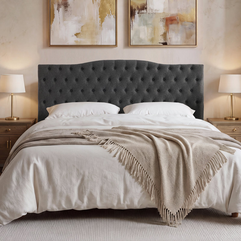 Tête de lit tapissier Aveigha, Très grand, Lin gris foncé