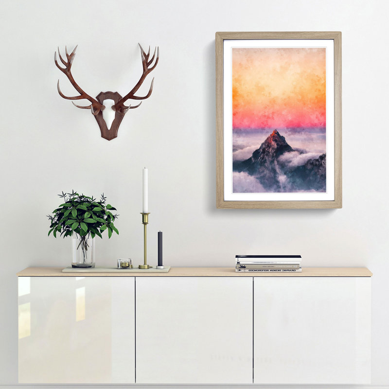 The Top of Matterhorn Mountain - Picture Frame Painting Print, 33cm H x 24cm W x 2cm D, Oak Framed
