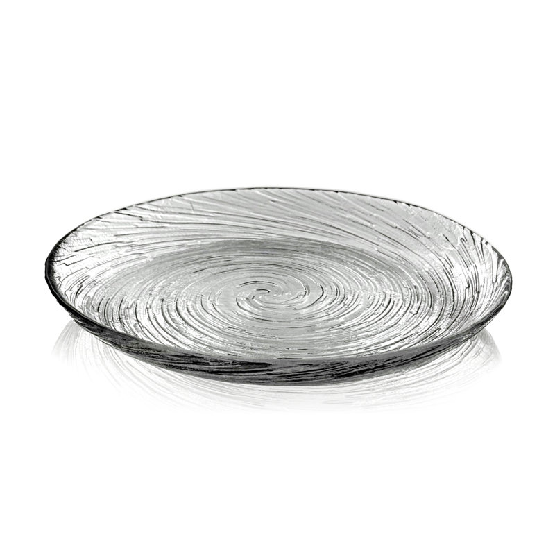 Handcrafted Clear Glass Vortex Design Dinner Plate Set
