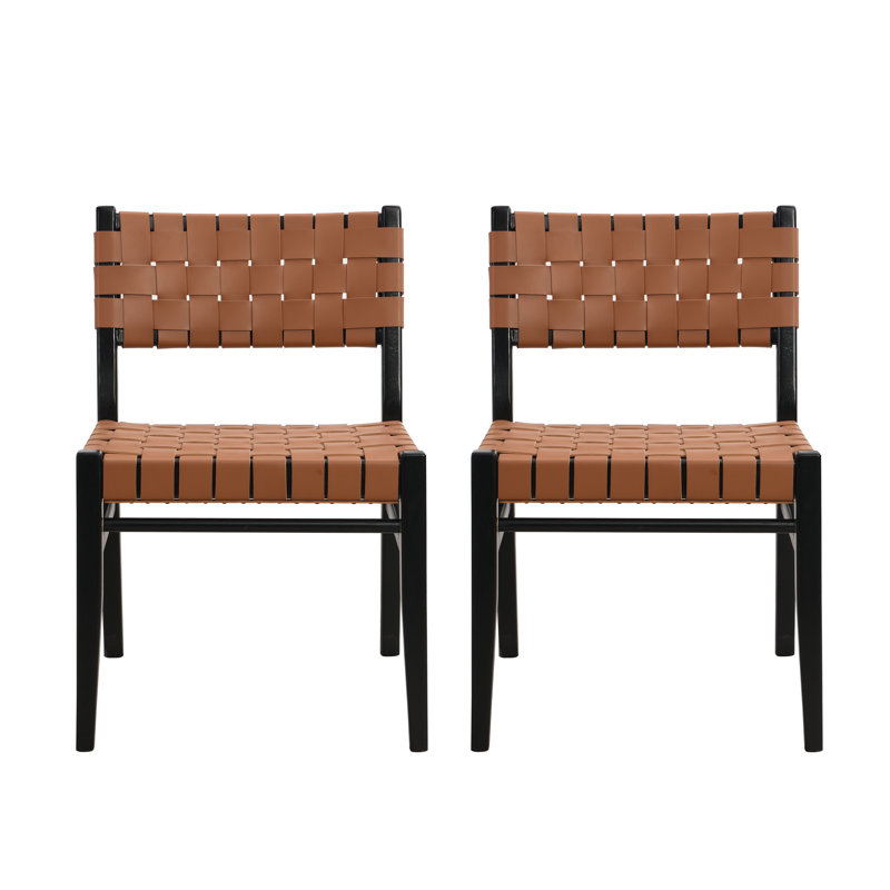 Ashmit High-Quality PU Leather Dining Chairs, Brown/Black
