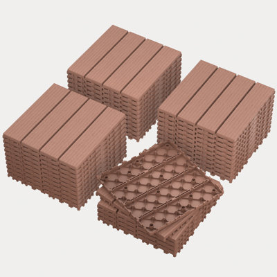 36pcs 12.1'' x 12.1''Interlocking Deck Tiles, Easy Installation, Weatherproof Low Maintenance Plastic Tiles For Porch, Poolside, Balcony, Backyard, And Indoor Use