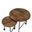 Ensemble de 2 tables gigognes avec roulettes, chêne rétro