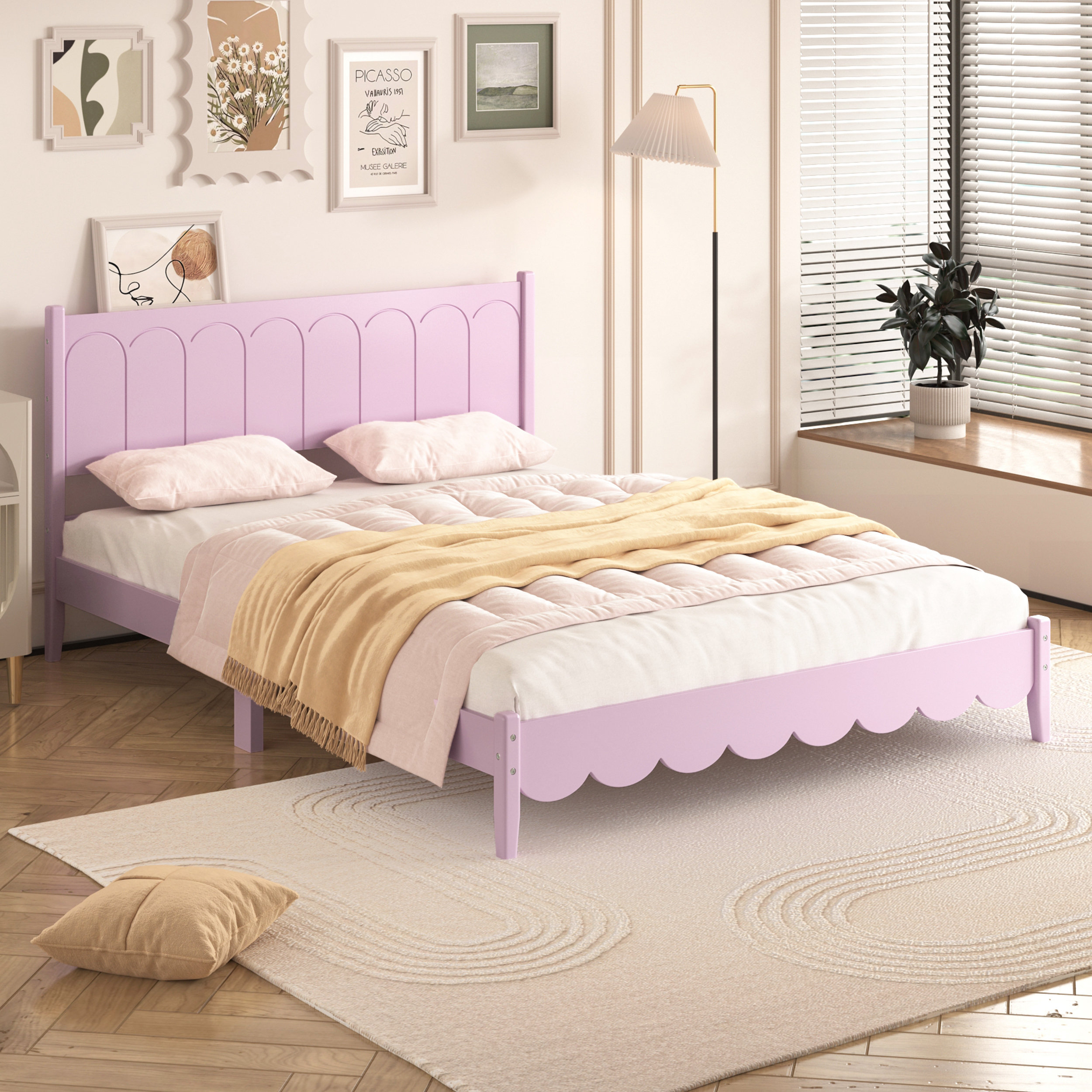 Lark Manor™ Platform Bed Frame, Retro Style Bed With Rectangular Headboard Wayfair