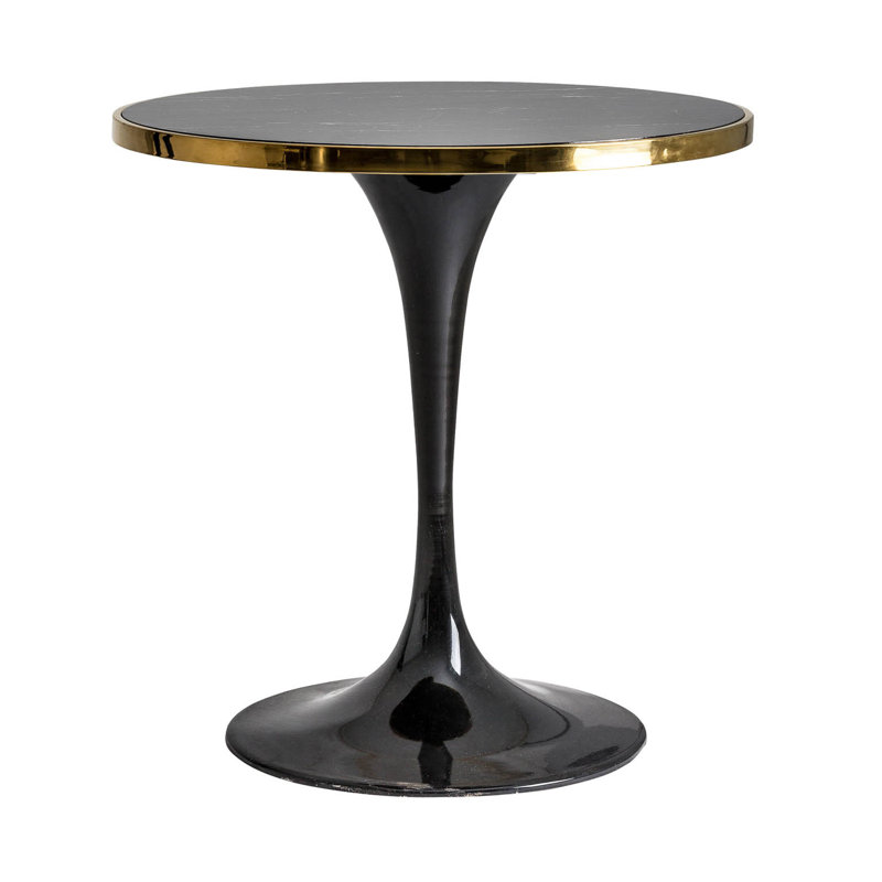 Than Black/Gold Synthetic Marble Bar Table , 77cm H X 70cm W X 70cm D