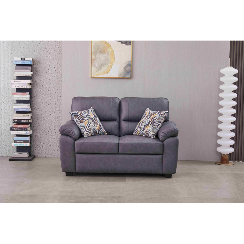58.7'' Wide Faux Leather  Loveseat, Dark Grey