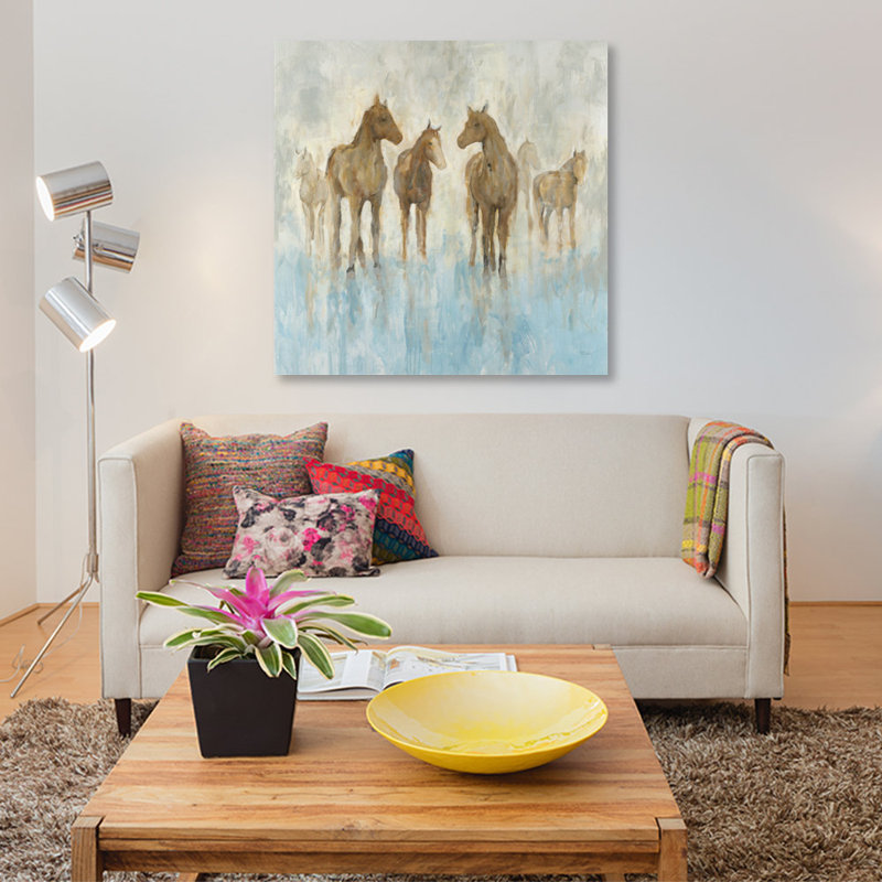 «Horses», reproduction sur toile, H 48 po x l 48 po x P 1,5 po, Pas de tapis, Toile tendue
