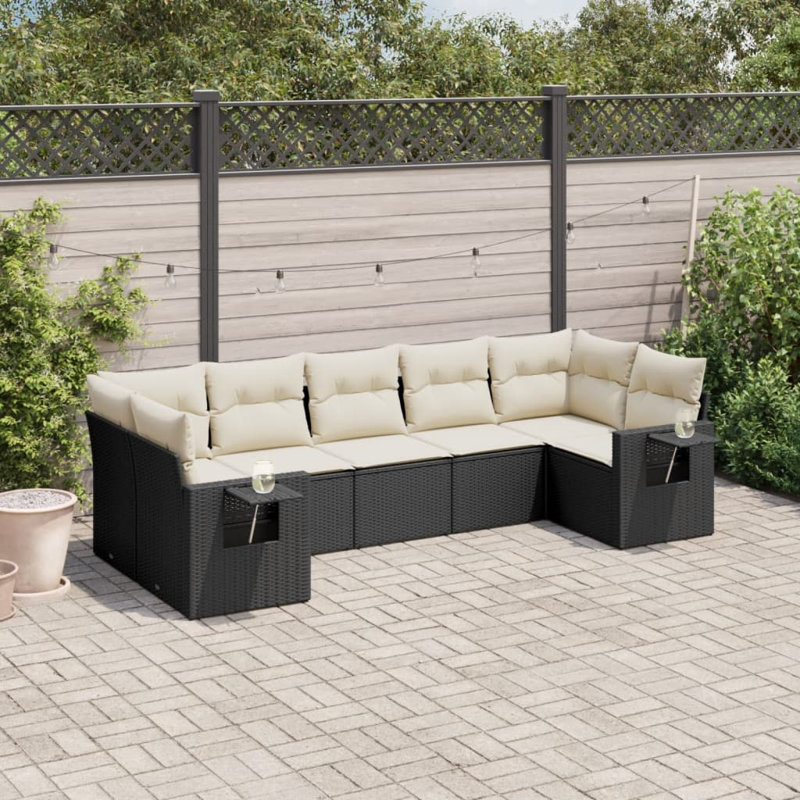 Ensemble de canapé de jardin Vidaxl noir, blanc crème