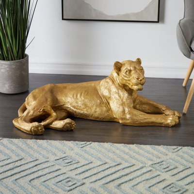Cole And Grey Resin Laying Tiger Gold Decorative Sculpture