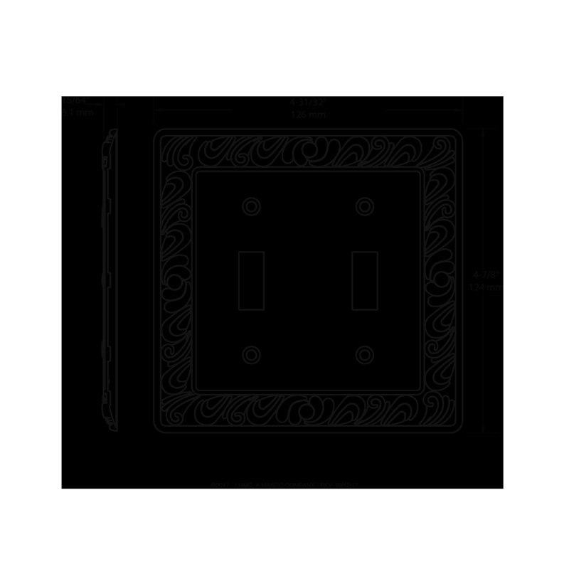 Paisley 2-Gang Toggle Light Switch Wall Plate, Brushed Satin Pewter