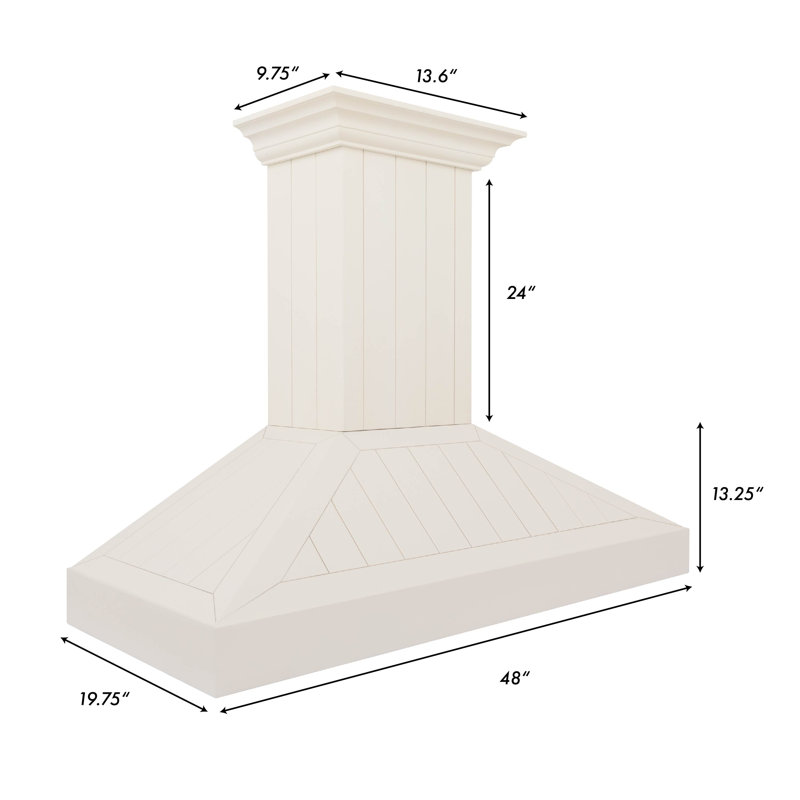 48" 400 CFM Ducted Wall Mount Range Hood in White