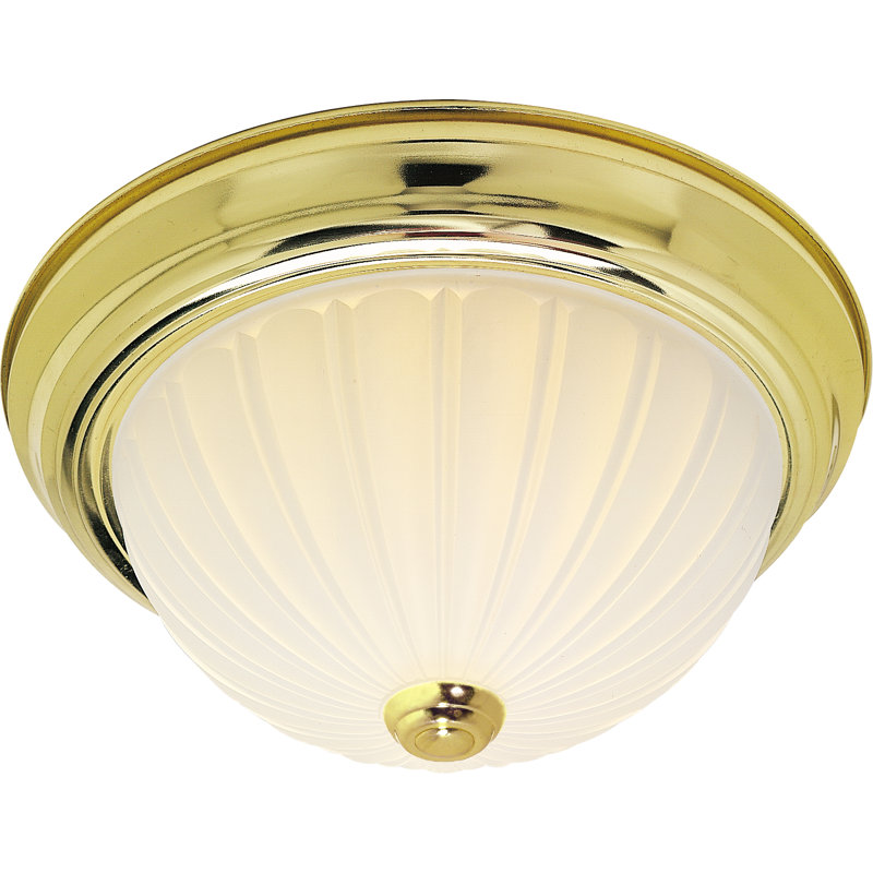 David Glass Flush Mount, Polished Brass, 6" H x 15.25" W x 15.5" D