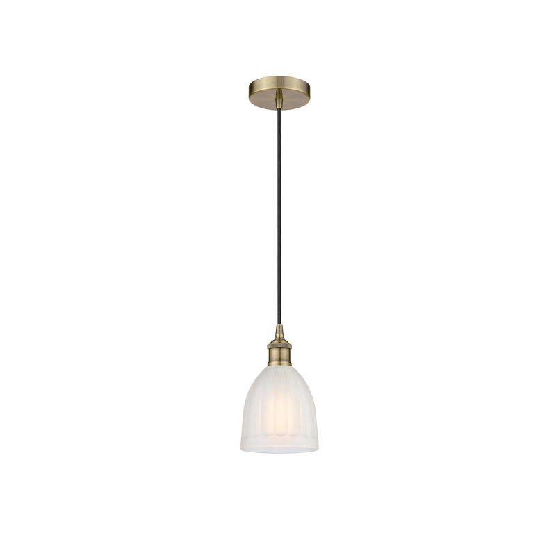 Radegonde 1 - Light Single Pendant, White, Antique Brass