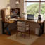 Bureau en fer massif en forme de L brun noyer + noir-295264835-295264837