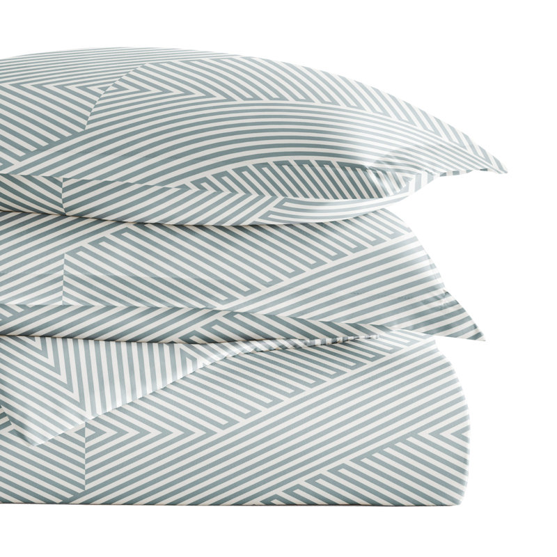 Light Blue Geometric Microfiber Twin/Twin XL Duvet Cover Set