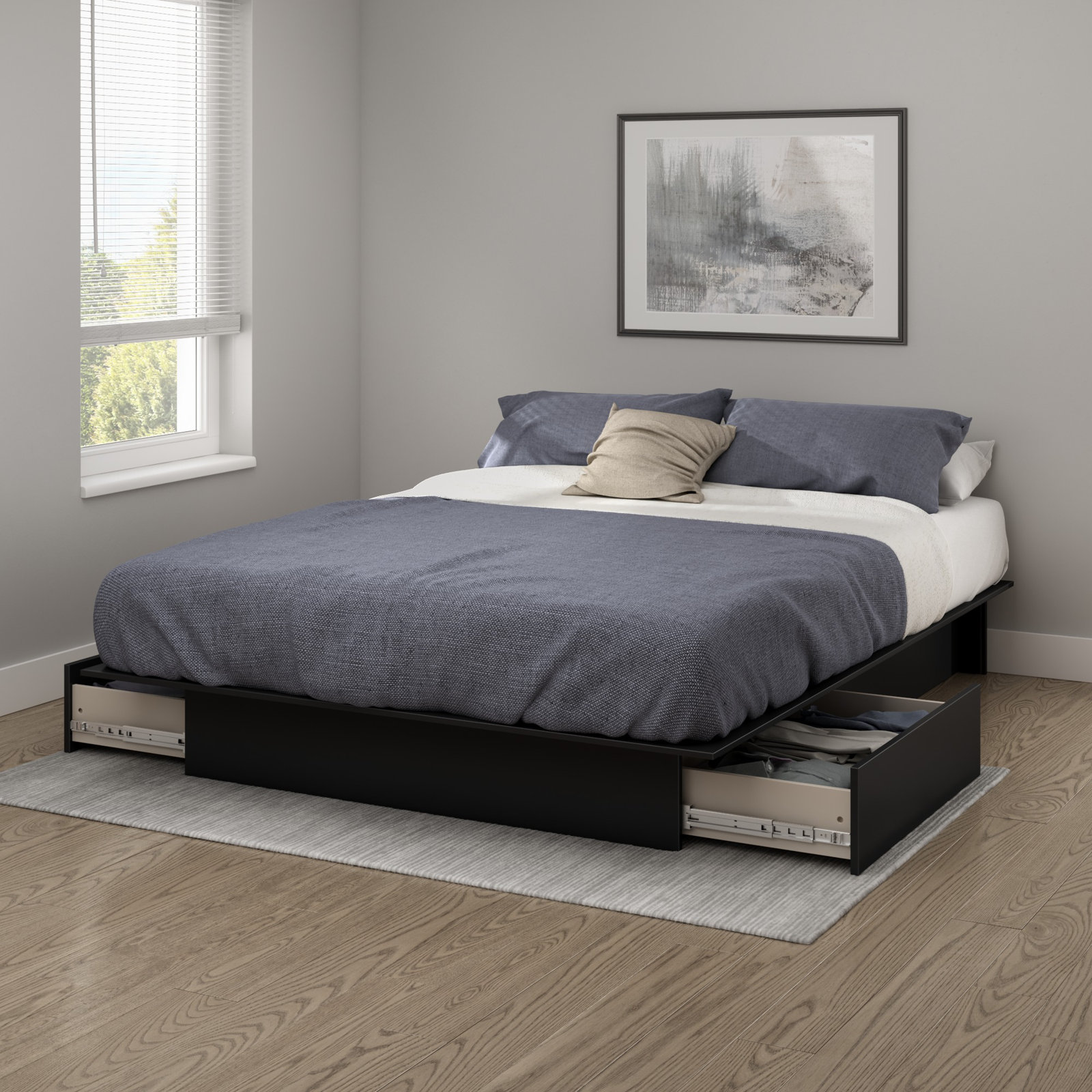 Step One Full/Queen Platform Bed, Black