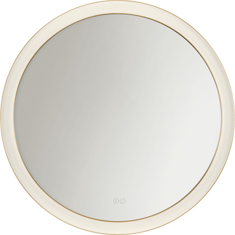 Miroir rond Chopin, H 36 po x l 36 po x P 1,5 po, Laiton bruni