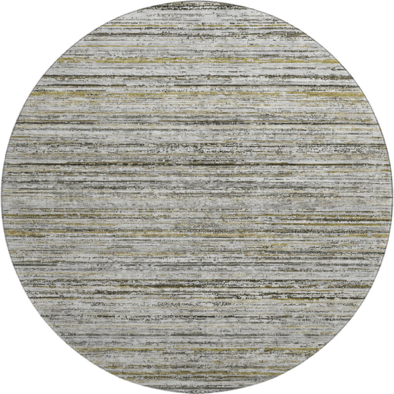 Premium Machine Washable Larock AMF1239 Stripes Rug, Round 8'