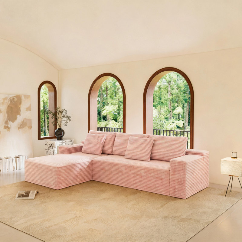 Canapé modulaire 104,3 x 68,9 po, Rose, Orienté à gauche (vu de face)