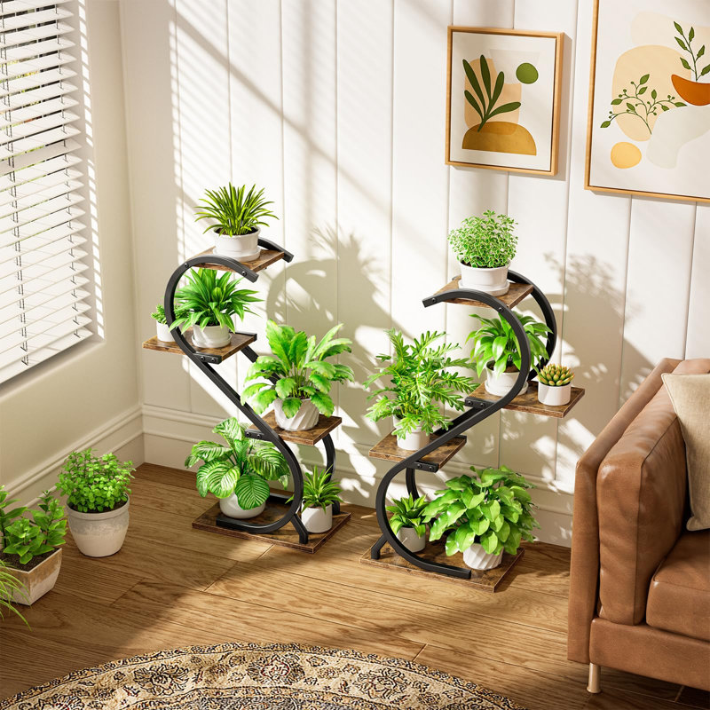 Bisiot Indoor Plant Rack With Growth Lights, 4-Storey Metal Plant Rack ...