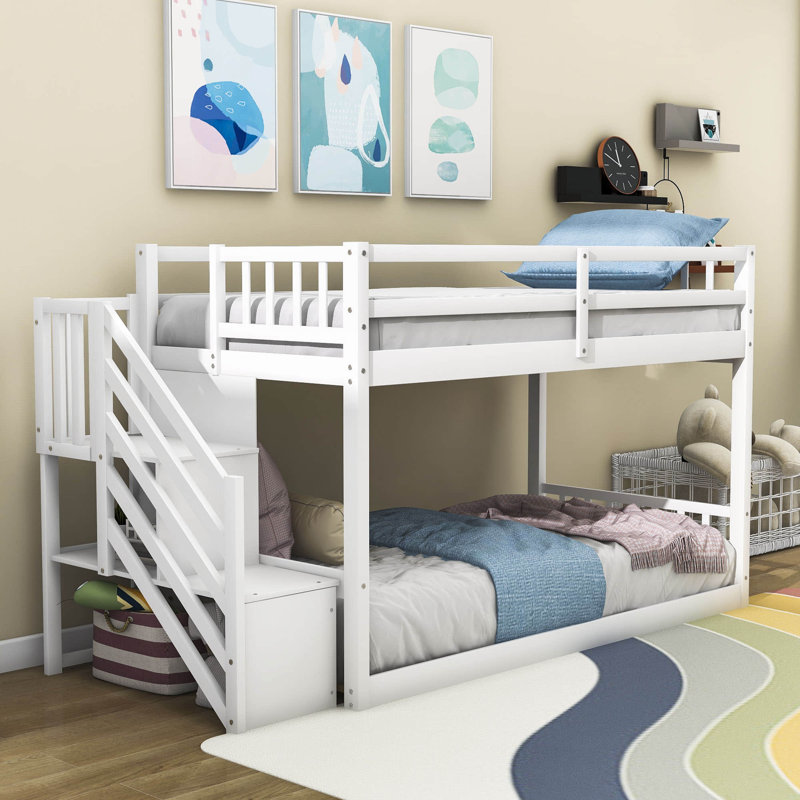 Kids Twin Over Twin Bunk Bed, White