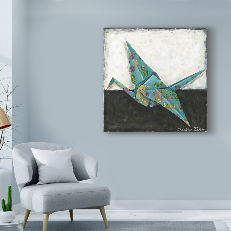 Origami Crane by Chariklia Zarris - Print on Canvas, 14" H x 14" W x 2" D