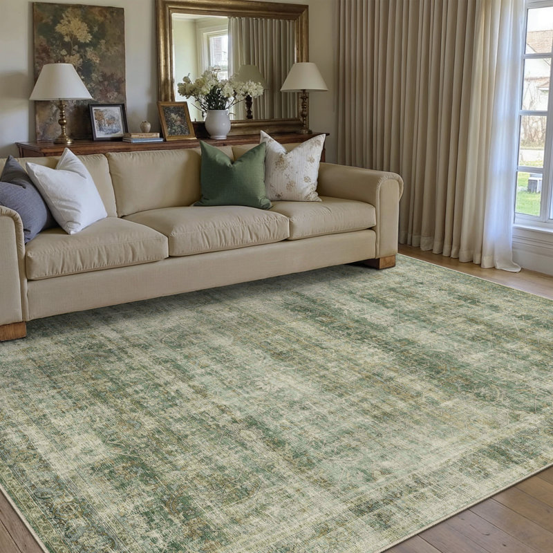 Tapis lavable rétro avec envers antidérapant Elias, Rectangulaire 3 pi x 5 pi