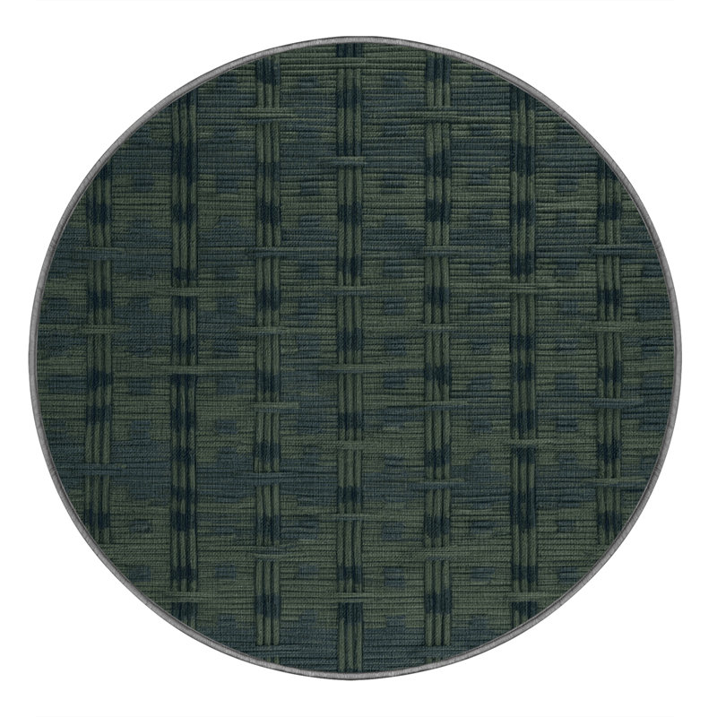 Tapis gris en treillis lavable à la machine, Rond 3 pi