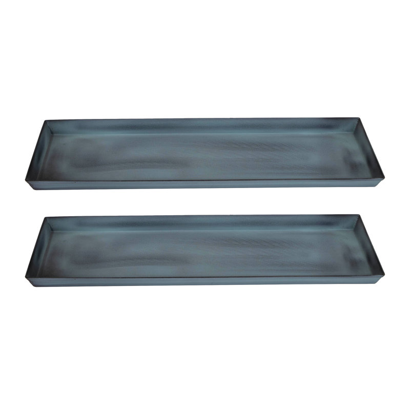 Metal Saucer Plant Stand, Blue, 1" H x 22" W x 6" D