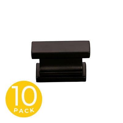Hexa Series 1 in. Modern Black Rectangle Cabinet Knob (10-Pack)