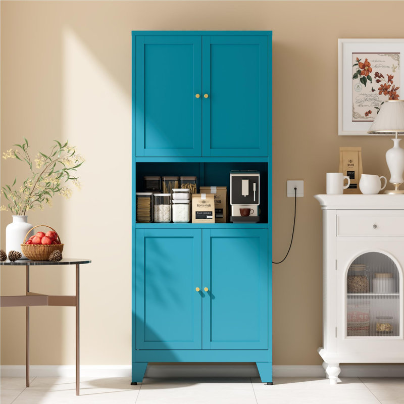 69" Tall Modern Kitchen Pantry, Blue
