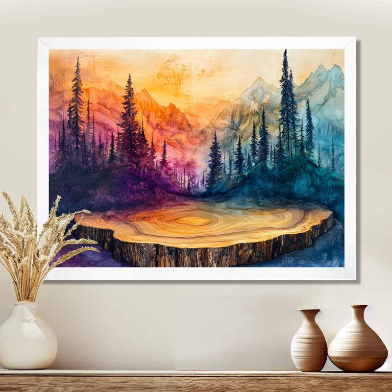 Paysage de l'Alaska sur un plateau en bois - art mural Alaska, H 16 po x l 32 po, Cadre simple, Blanc