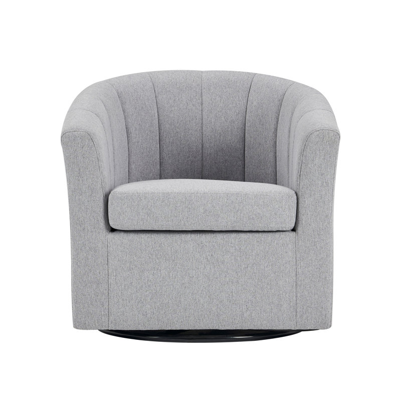 Fauteuil demi-tonneau pivotant en tissu Arleyne, Mélange de polyester gris