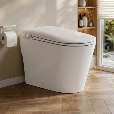 17.5" ADA Non-Electric Bidet Toilet, MAP 1000g Powerful Flush Smart Toilet with Lady/Rear Wash, Foot-kick Flush, ADA Comfort Seat Height (Power Free)